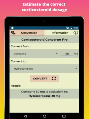 Corticosteroid Conversion Corticoid & Steroids android App screenshot 0